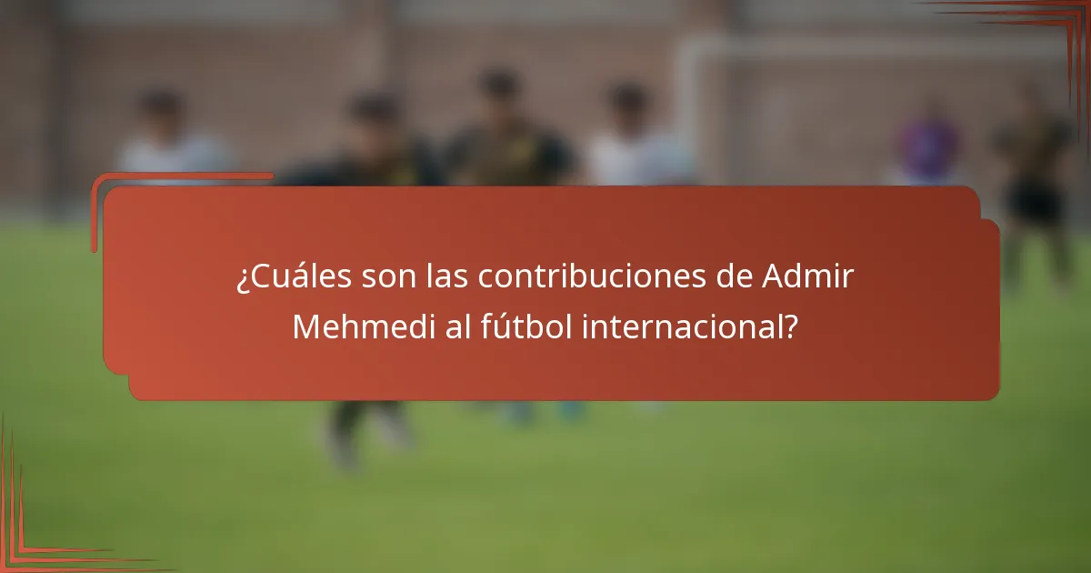 ¿Cuáles son las contribuciones de Admir Mehmedi al fútbol internacional?