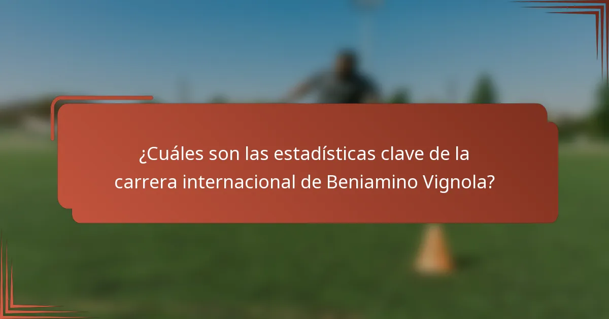 ¿Cuáles son las estadísticas clave de la carrera internacional de Beniamino Vignola?