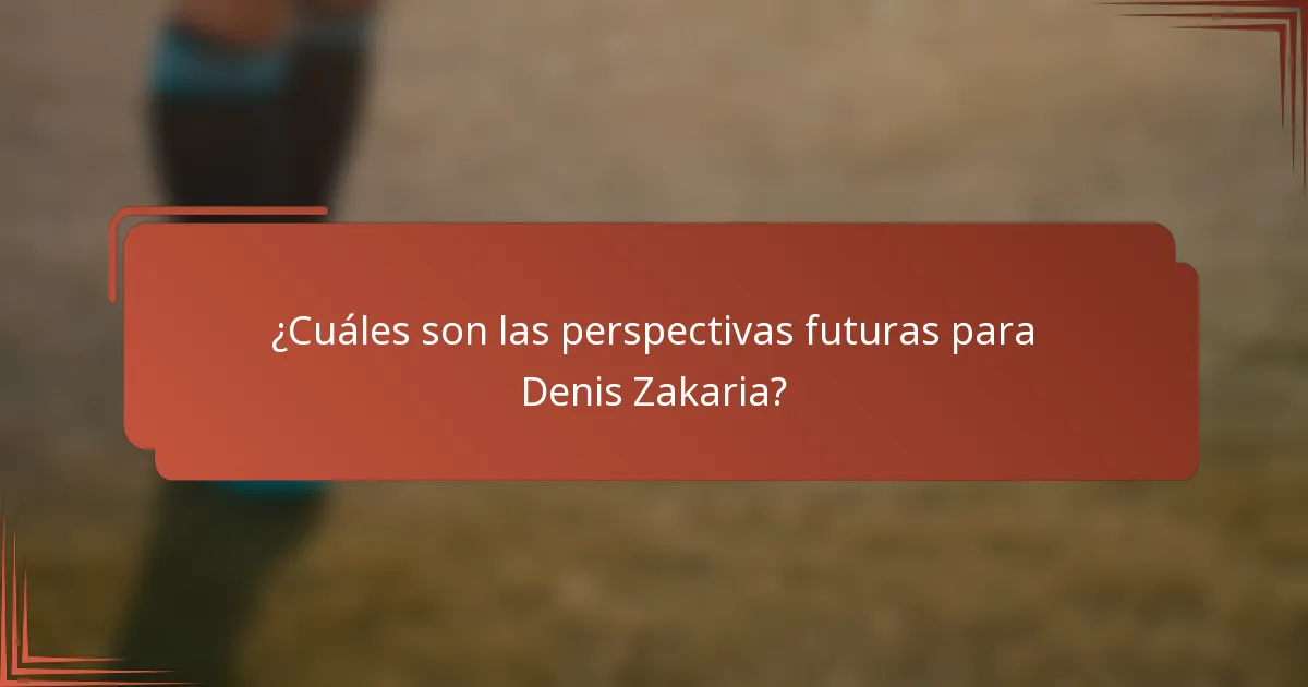 ¿Cuáles son las perspectivas futuras para Denis Zakaria?