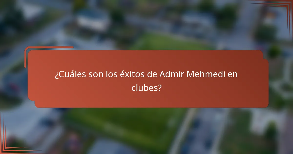 ¿Cuáles son los éxitos de Admir Mehmedi en clubes?